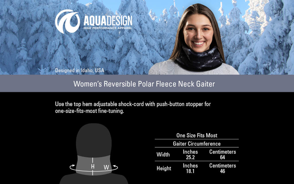 Aqua Design Womens Reversible Polar Fleece Neck Gaiter, Size Chart