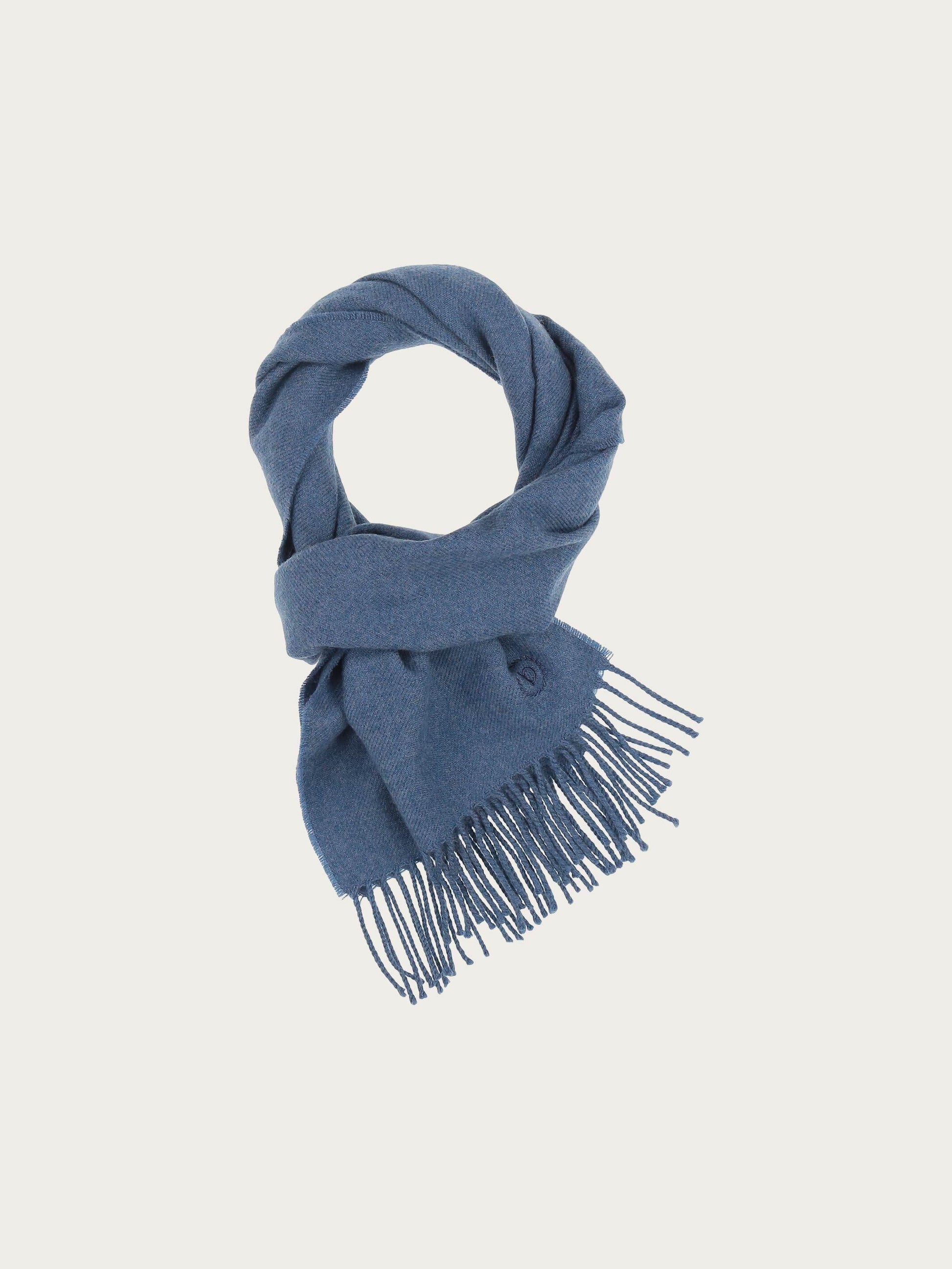 Einfarbiger Schal mit gesticktem bugatti-Logo aus reiner Wolle