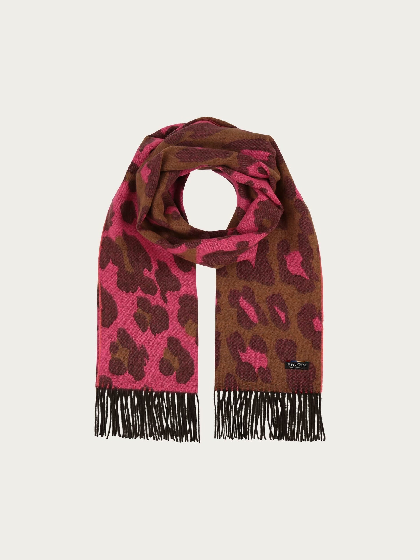 Zweifarbiger Cashmink-Schal mit Leo-Design