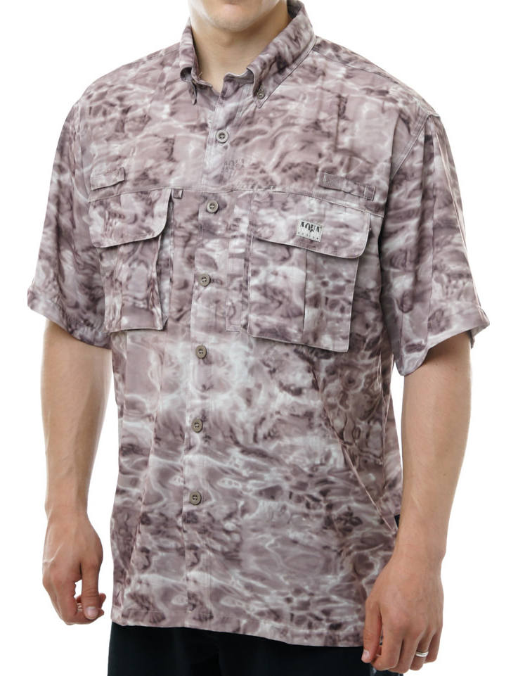 Aqua Design Mens FlyFishing Performance Short Sleeve Shirt,  Voyager Short Sleeve Shirt, Pacific Sand