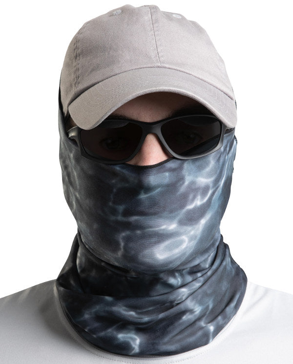 Aqua Design Mens Sun Protection Face Mask UPF 50+ Camo Tube, Black Water