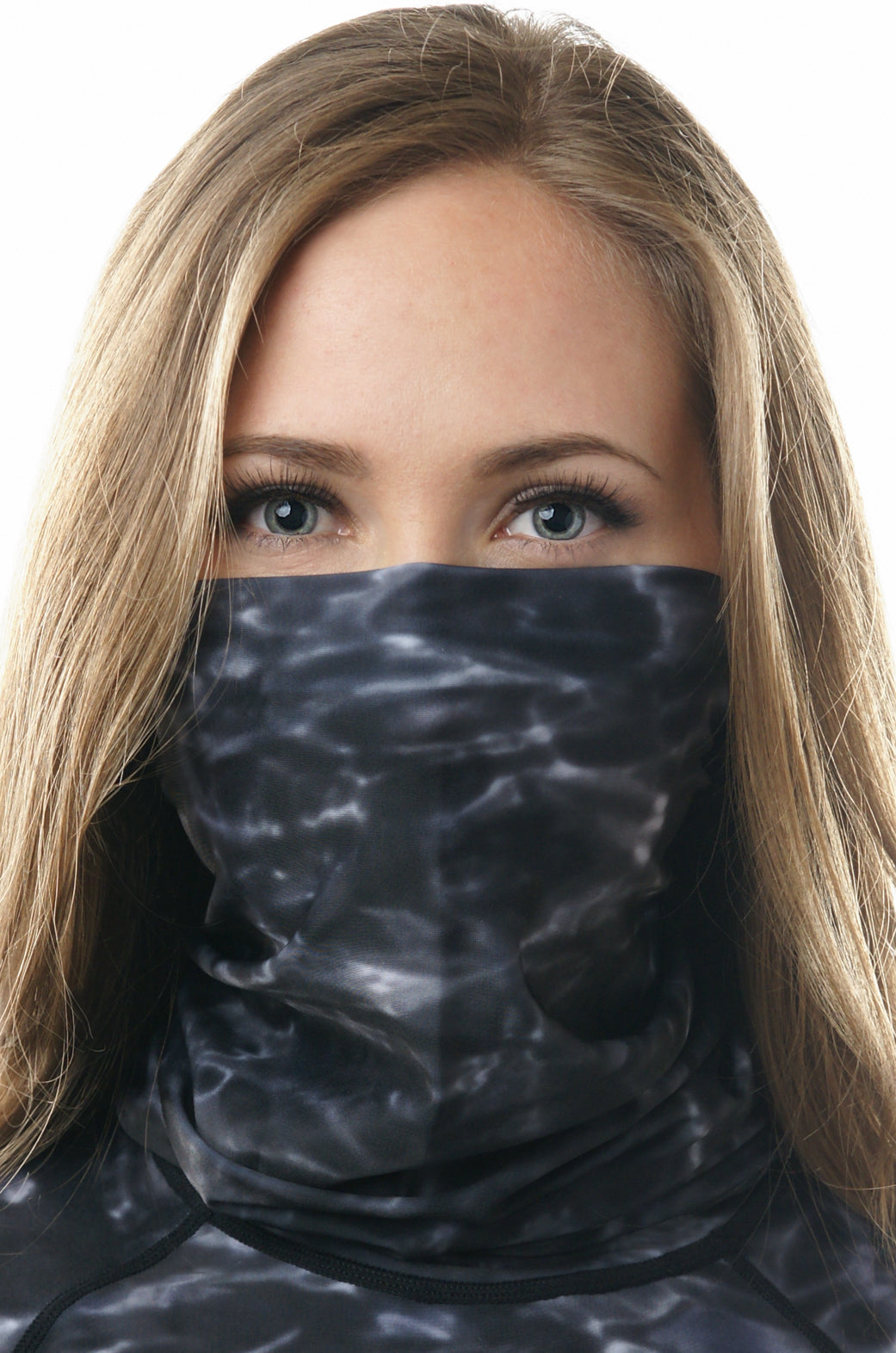 Aqua Design Womens SunTube Face Mask, UPF 50+, Black Water