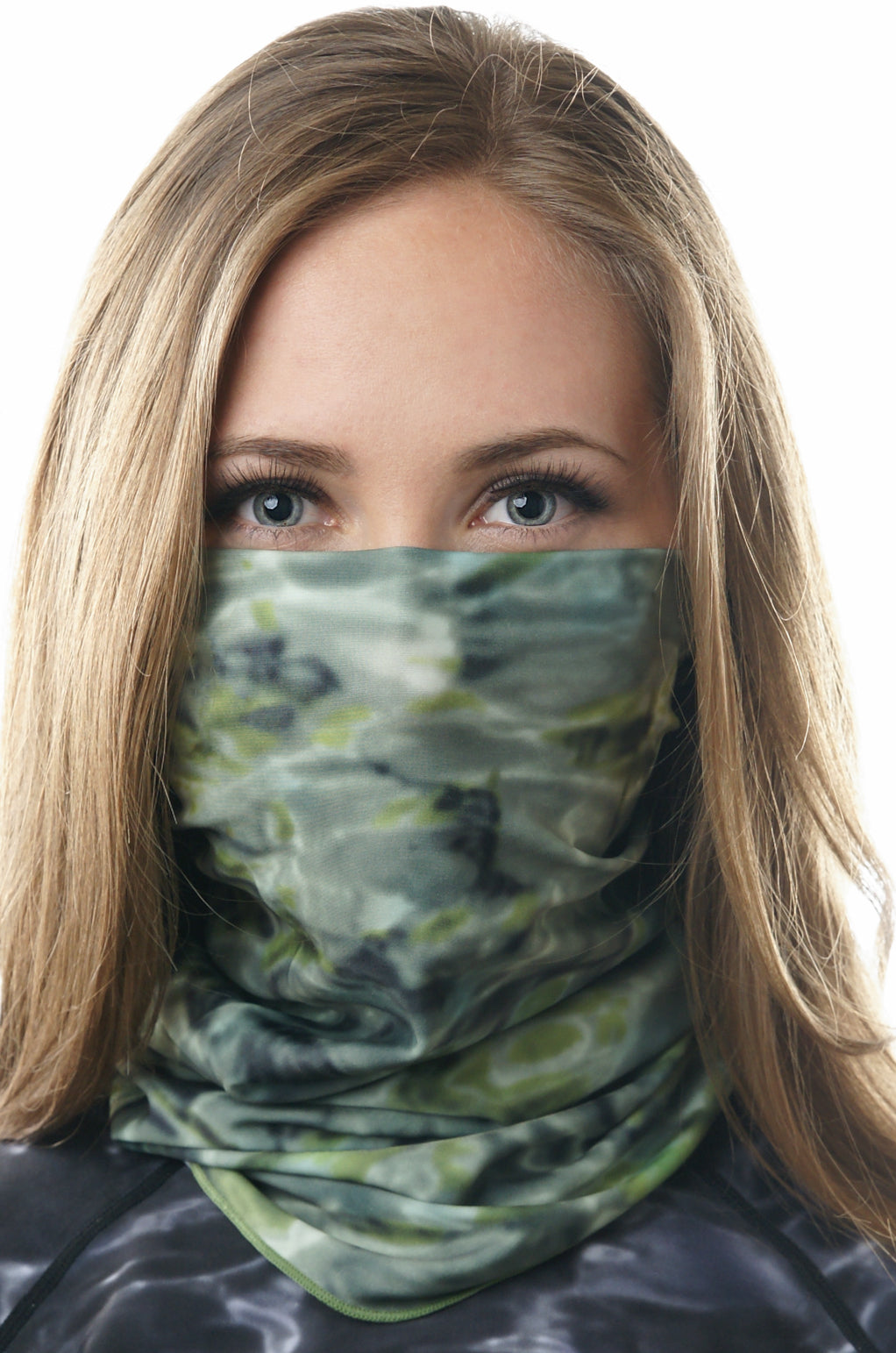 Aqua Desin Womens Sun Protection Tube Face Mask UPF50+, Green Bayou