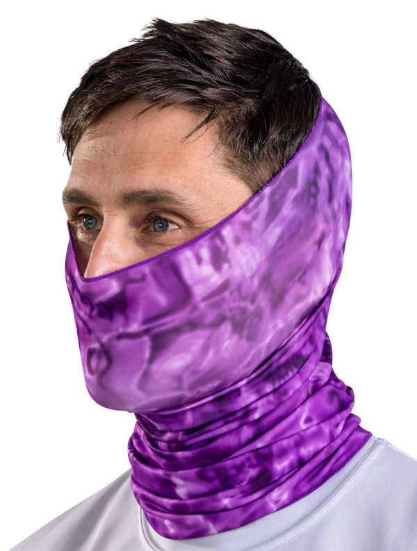 Aqua Design Mens Sun Protection Face Mask UPF 50+ Camo Tube, Liquid Purple
