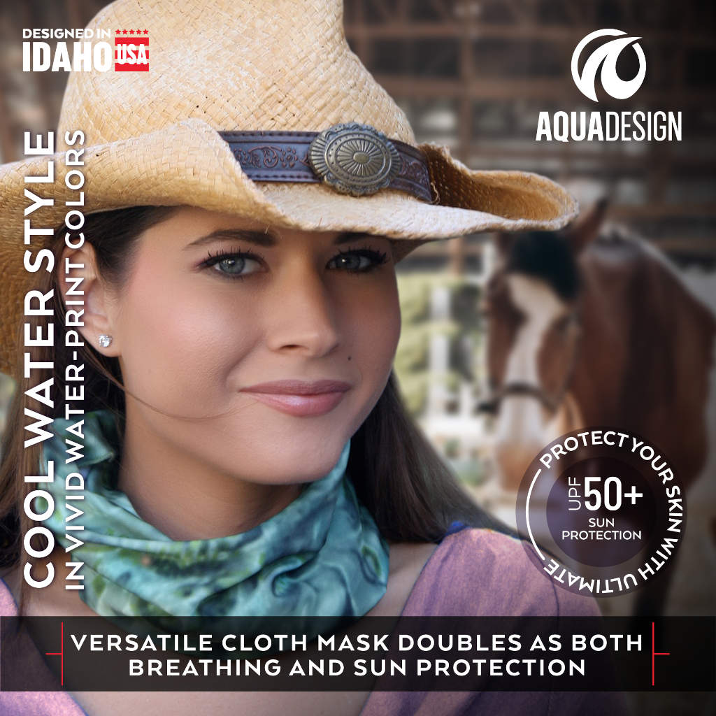 Womens Sun Protection Tube Face Mask UPF 50+ Neck Gaiter | Aqua Design