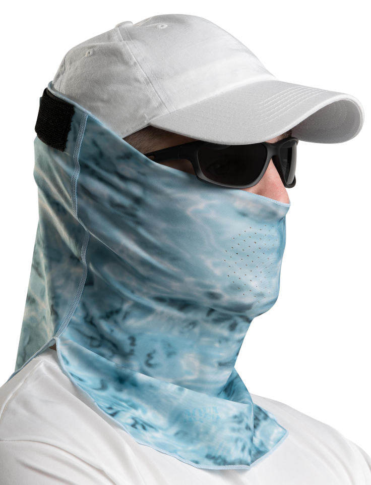 Adjustible Camouflage Face Mask Pro+ UPF 50+ | Aqua Design color Aqua Sky
