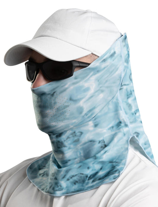Adjustible Camouflage Face Mask Pro+ UPF 50+ | Aqua Design color Aqua Sky