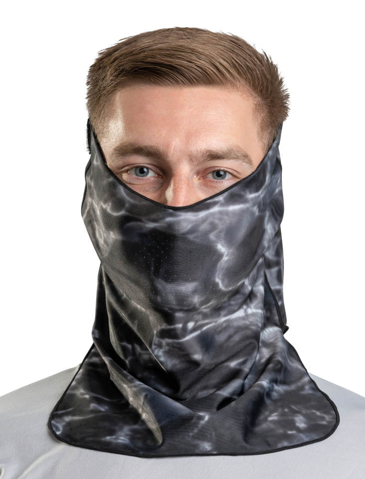 Adjustible Camouflage Face Mask Pro+ UPF 50+ | Aqua Design: Black Water