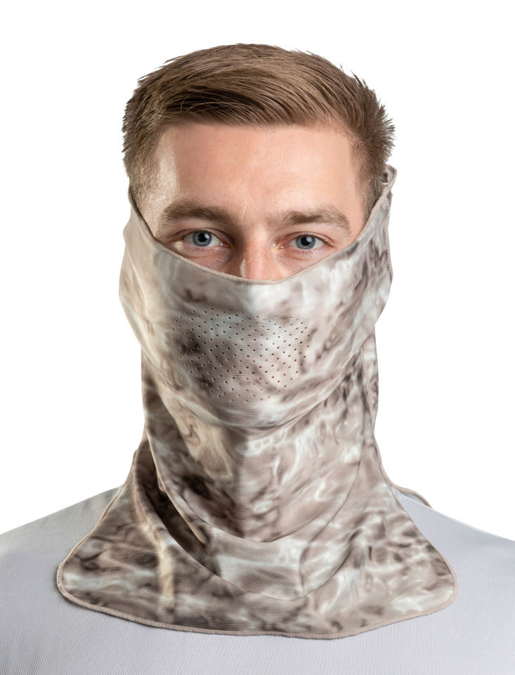 Adjustible Camouflage Face Mask Pro+ UPF 50+ | Aqua Design: Pacific Sand