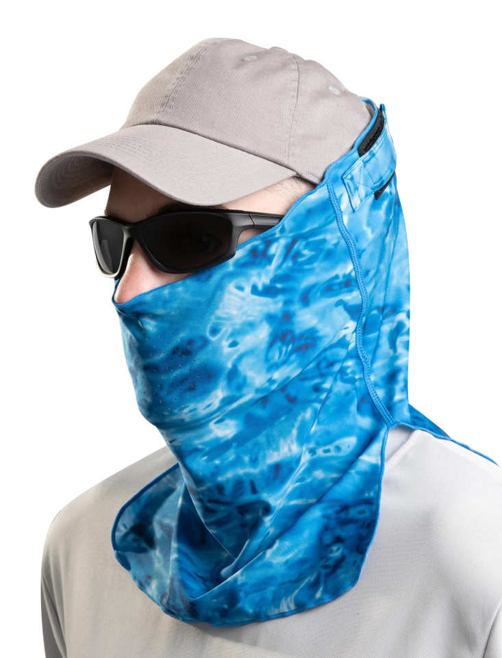 Adjustible Camouflage Face Mask Pro+ UPF 50+ | Aqua Design color Royal Ripple