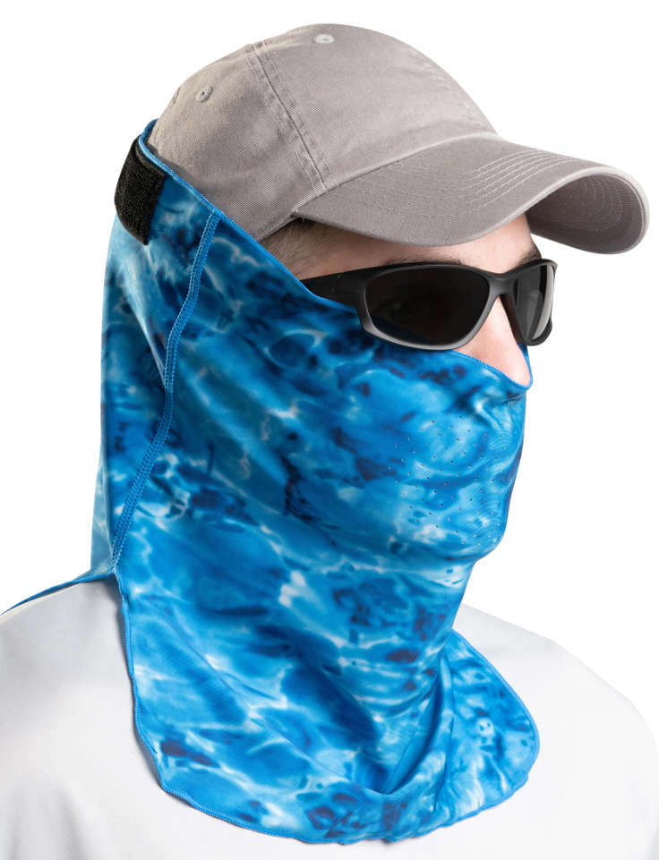 Adjustible Camouflage Face Mask Pro+ UPF 50+ | Aqua Design color Royal Ripple