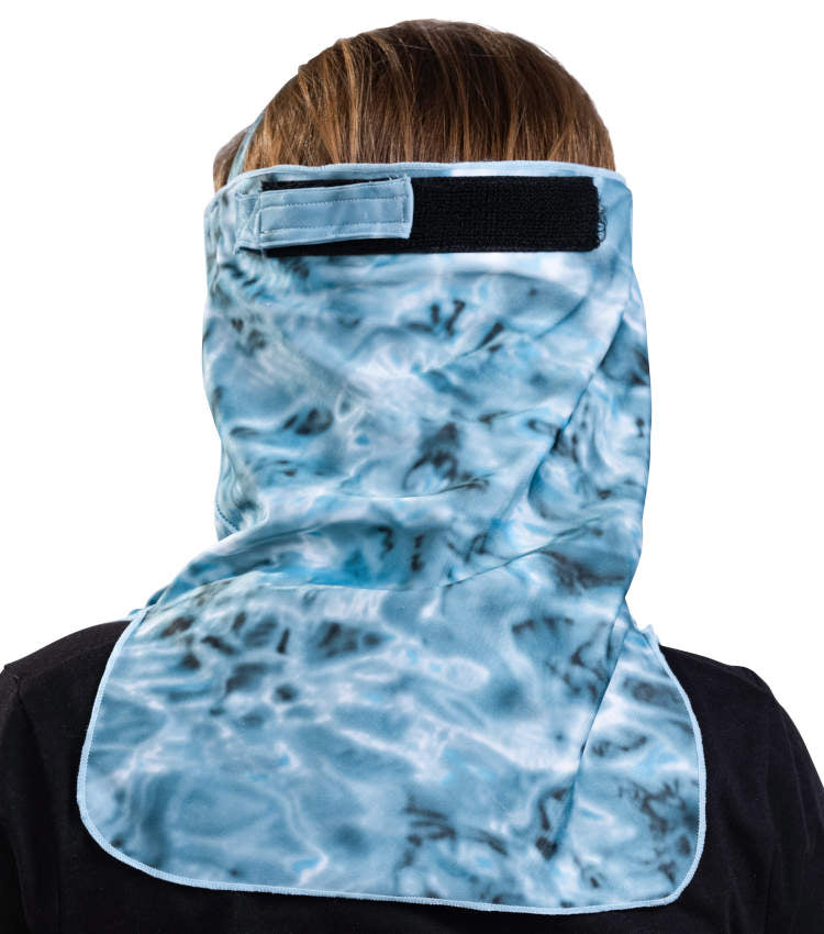 Kids UV Face Mask ProMax Sun Protection Vented | Aqua Design: Aqua Sky Face Mask Back