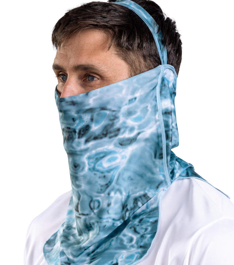 Aqua Design Men UV Face Mask ProMAx Sun Protection Vented, Aqua Sky