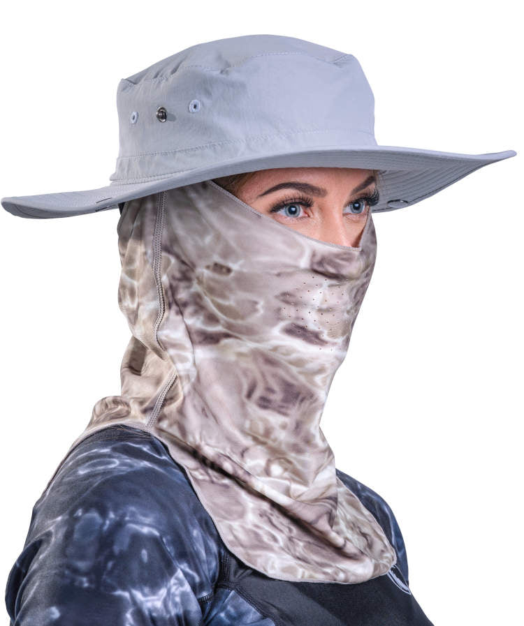 Aqua Design Womens ProMax UV Vented Adjustable Face Mask, Pacific Sand