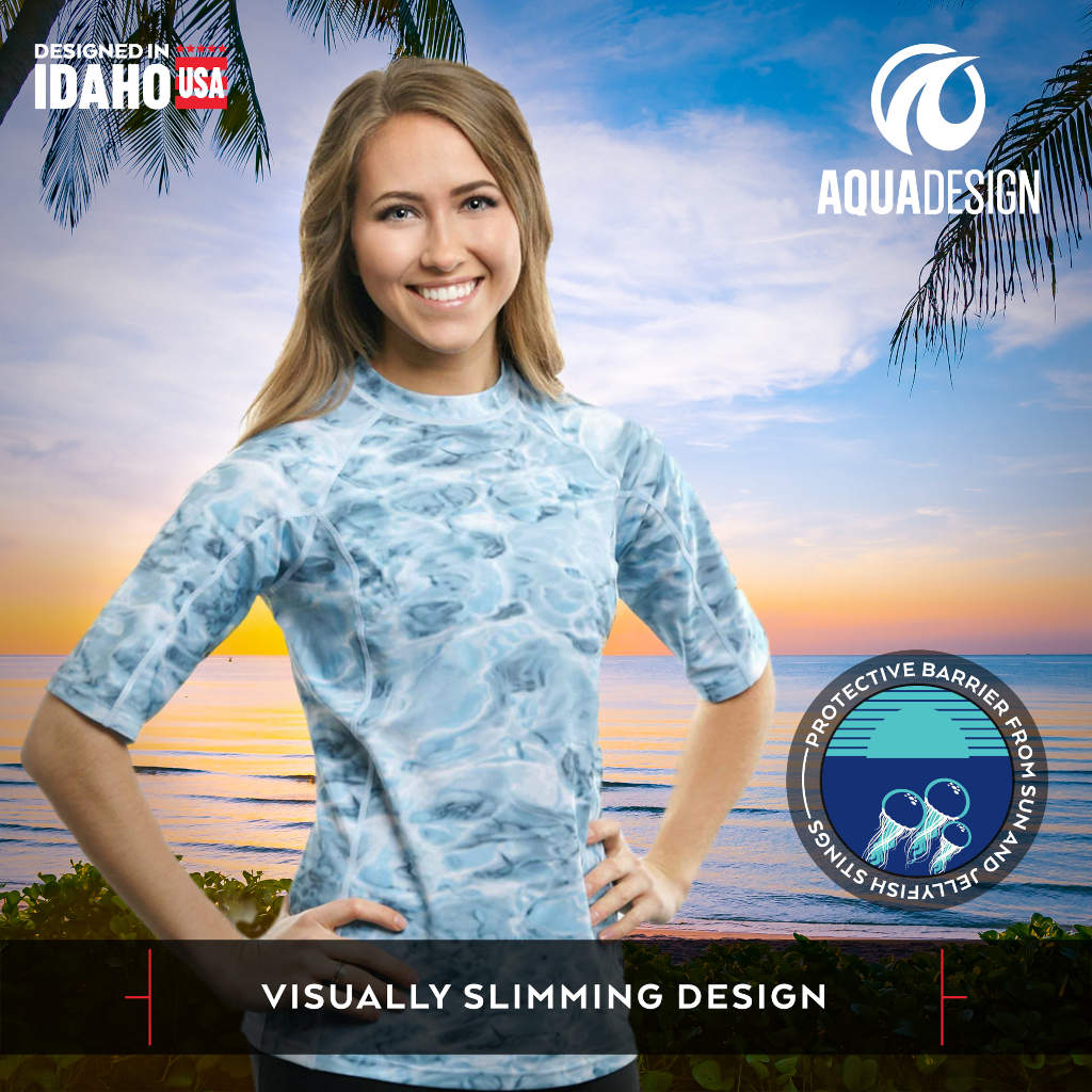 Womens Misses to Plus Rash Guard Swim Shirt | Aqua Design