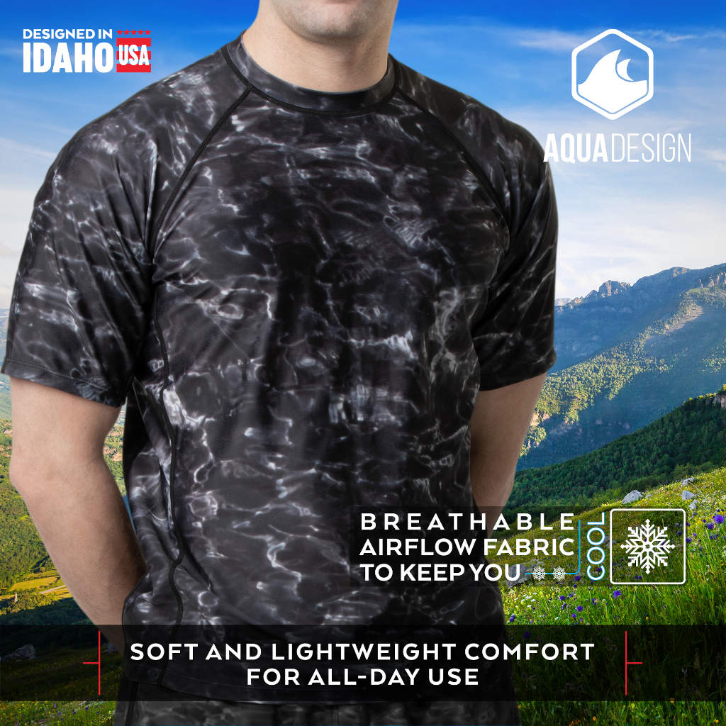 Mens Short Sleeve Loose Fit Swim Rashguard | Aqua Design