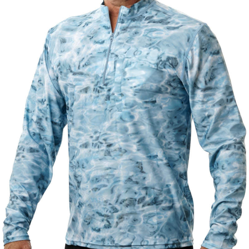 Aqua Design Mens Long Sleeve Camo Fishing Shirt Rash Guard-Long Sleeve Rash Guard Shirt Aqua Sky