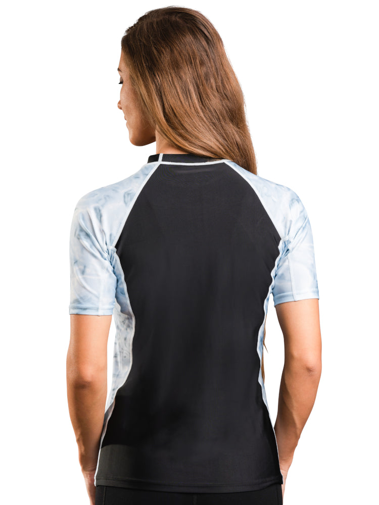 Womens Rash Guard Short Sleeve Surf Shirt | Aqua Design