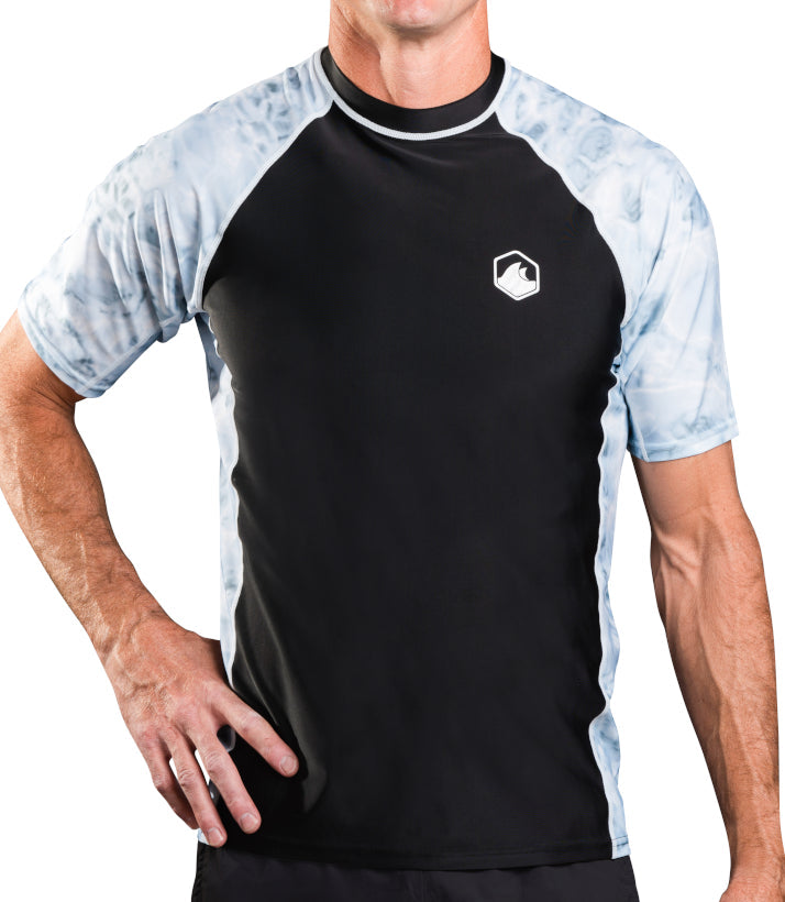 Mens Rash Guard Short Sleeve Swim Shirt UV 50+ | Aqua Design