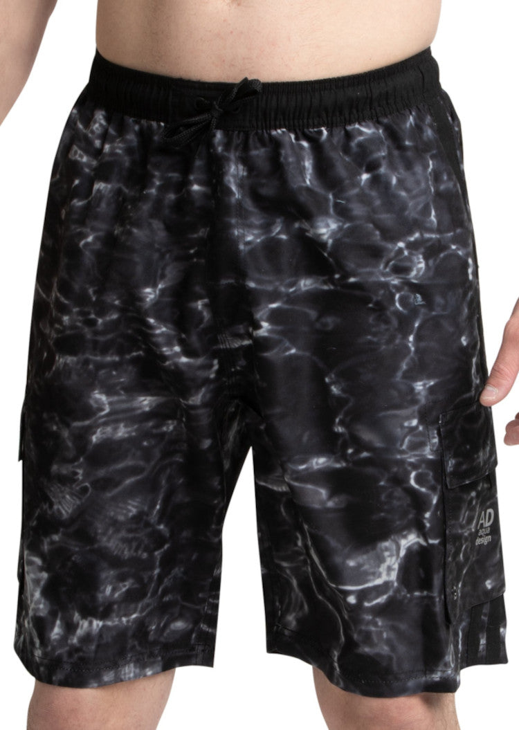 Aqua Design Mens Swim Trunks Board Shorts, Black Water