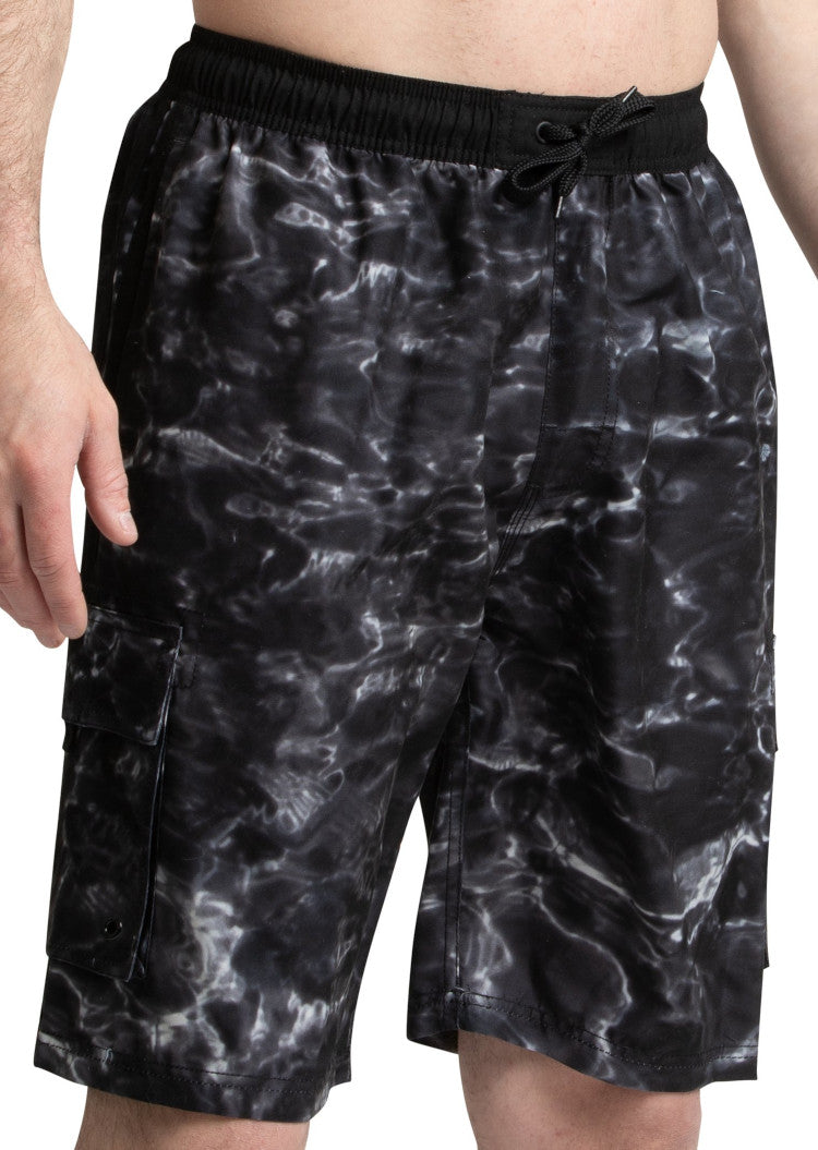Aqua Design Mens Swim Trunks Board Shorts, Black Water