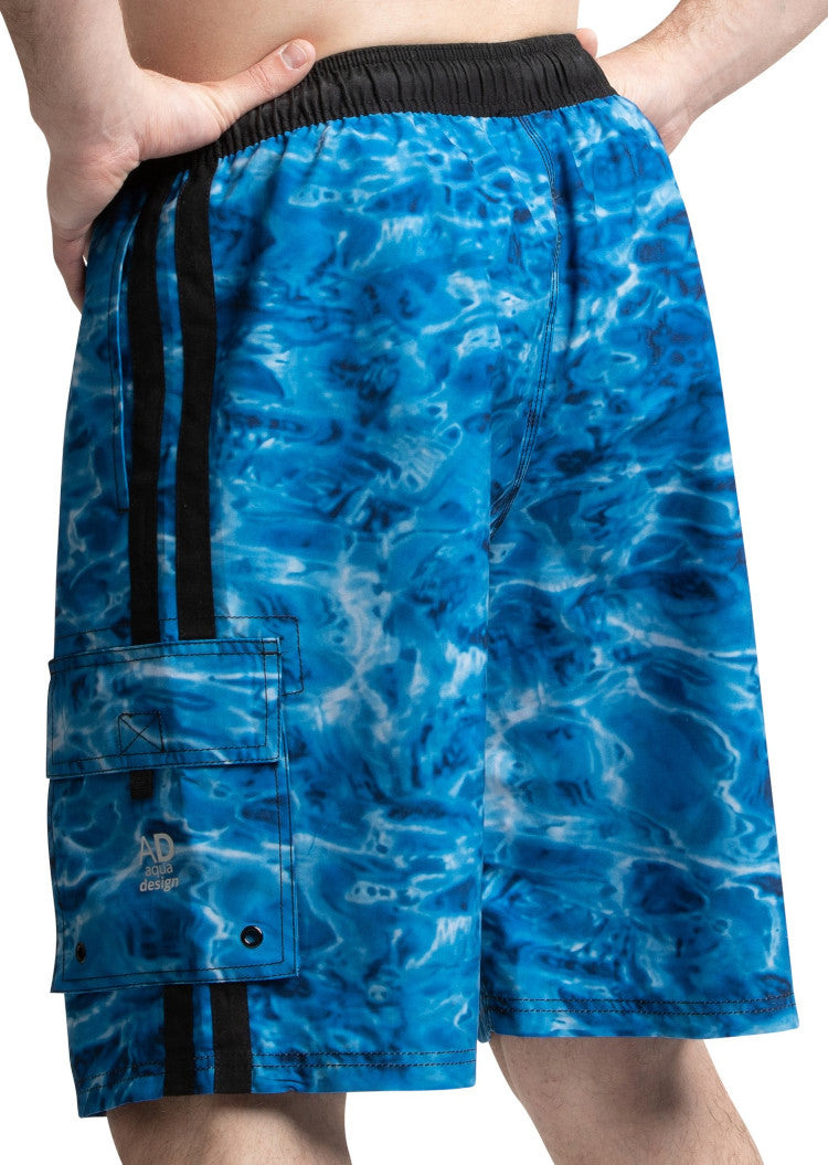 Aqua Design Mens Swim Trunks Shorts, Royal Ripple