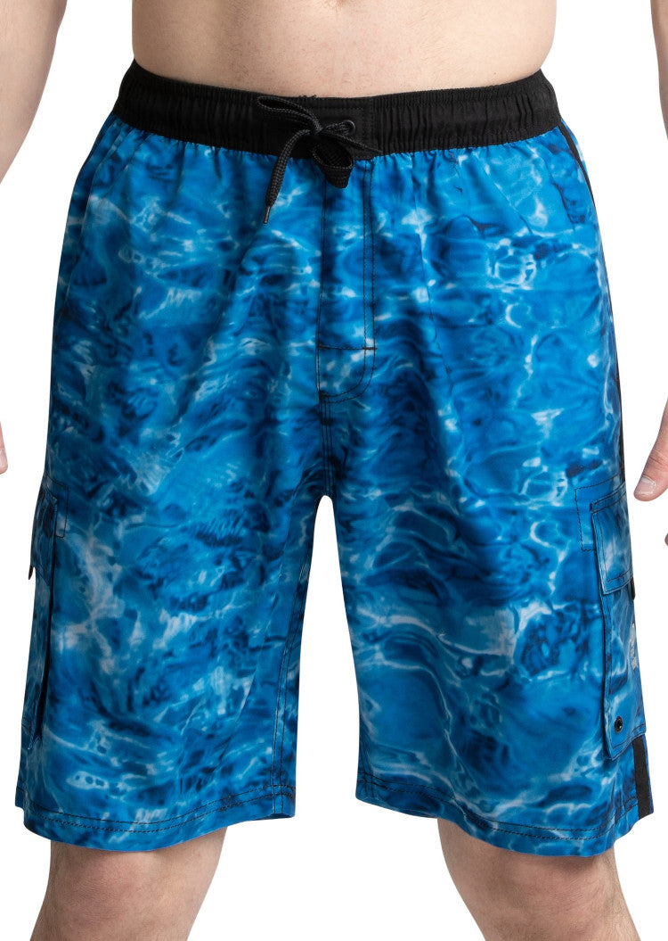 Aqua Design Mens Swim Trunks Board Shorts, Royal Ripple