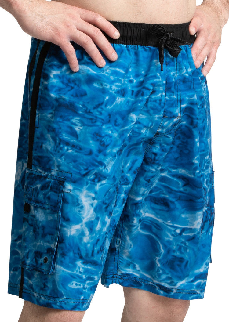 Aqua Design Mens Swim Trunks Board Shorts, Royal Ripple