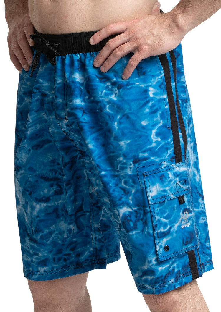 Aqua Design Mens Swim Trunks Board Shorts, Royal Ripple