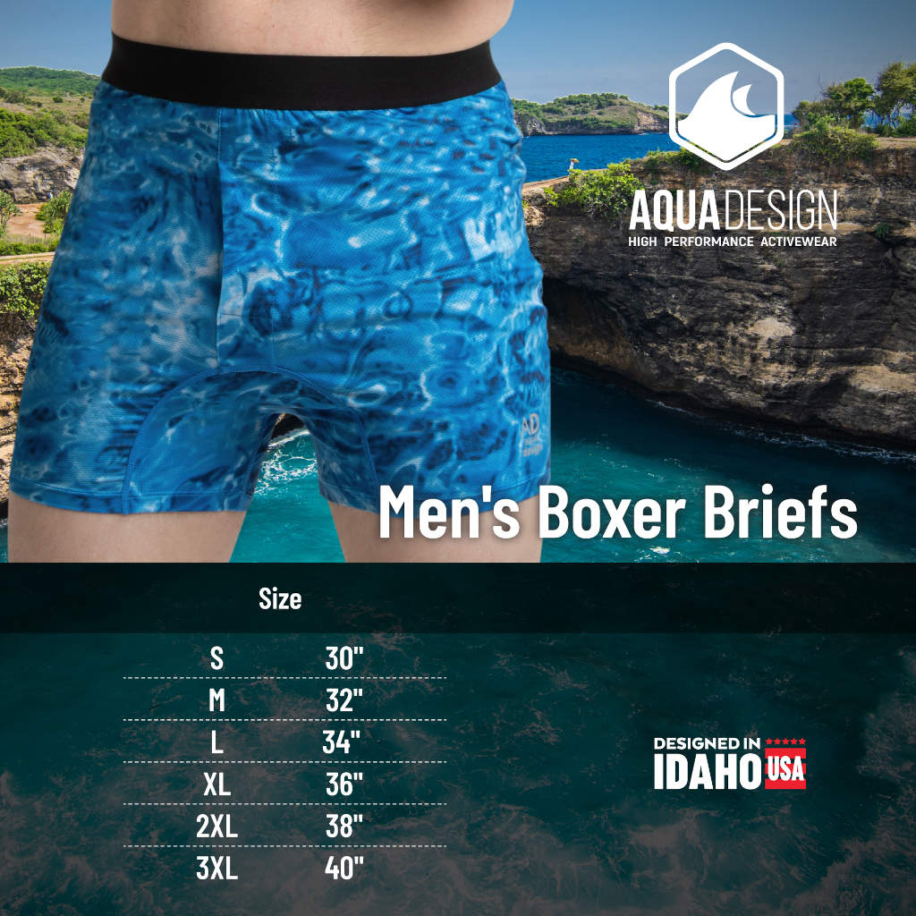 Aqua Design Mens Underwear Boxer Briefs, Size Chart