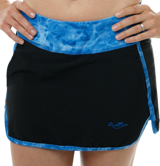 Aqua Design Womens Tennis Golf Swim Sports Skort, UPF 50+, Royal Ripple/Black
