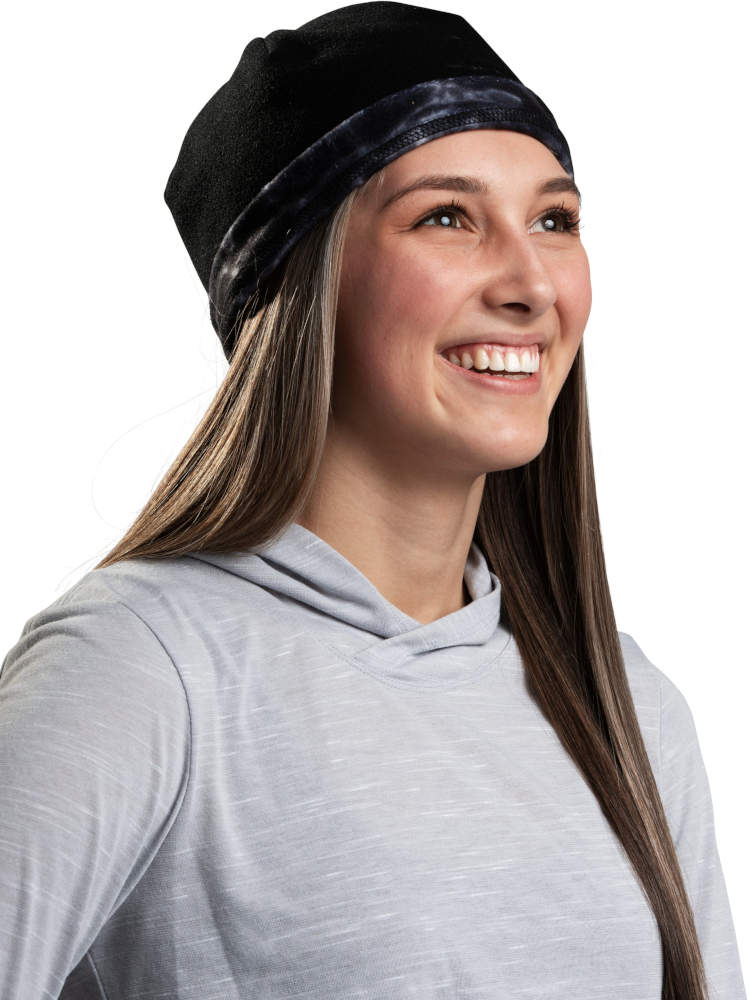 Aqua Design Womens Reversible Polar Fleece Winter Hat, Black Water