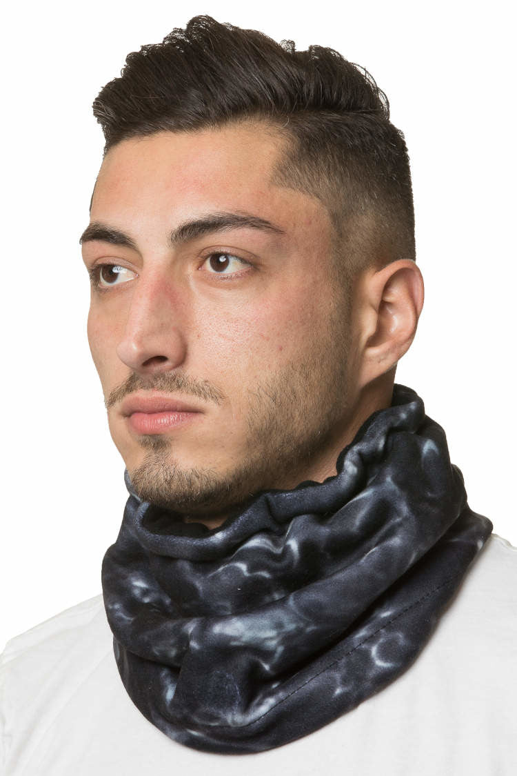 Aqua Design Mens Reversible Camo Polar Fleece Neck Gaiter, Black Water