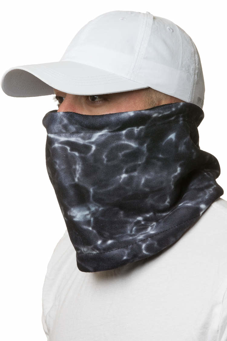 Aqua Design Mens Reversible Camo Polar Fleece Neck Gaiter, Black Water