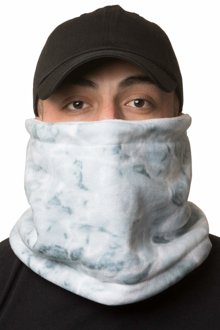 Aqua Design Mens Reversible Camo Polar Fleece Neck Gaiter, Snow