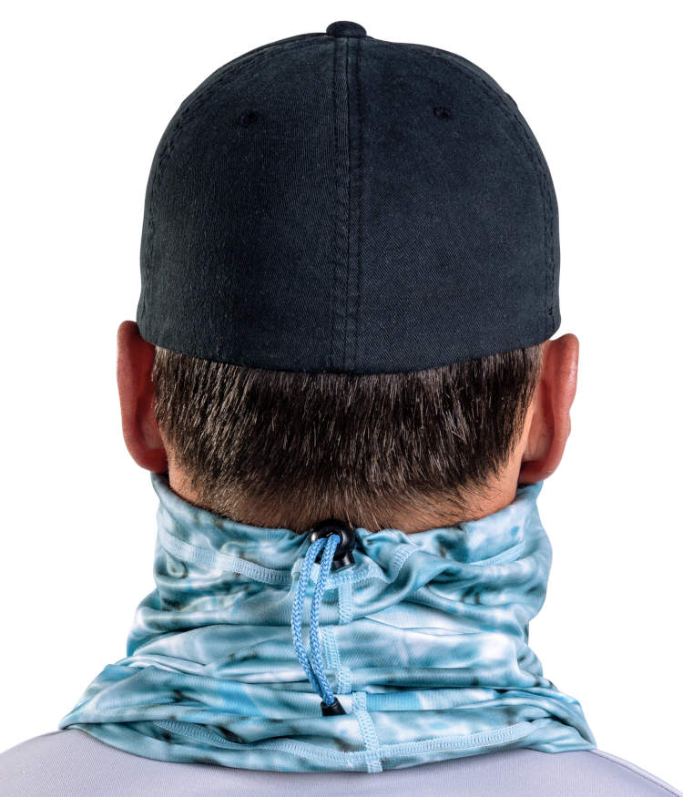 Aqua Design Mens Adjustable Drawstring Micro-Fleece UPF 50 + Face Mask - Gaiter Face Mask for Men Aqua Sky