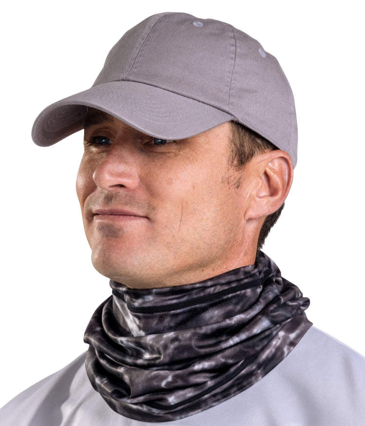 Aqua Design Mens Adjustable Drawstring Micro-Fleece UPF 50+ Face Mask- Gaiter Face Mack for Men Black Water