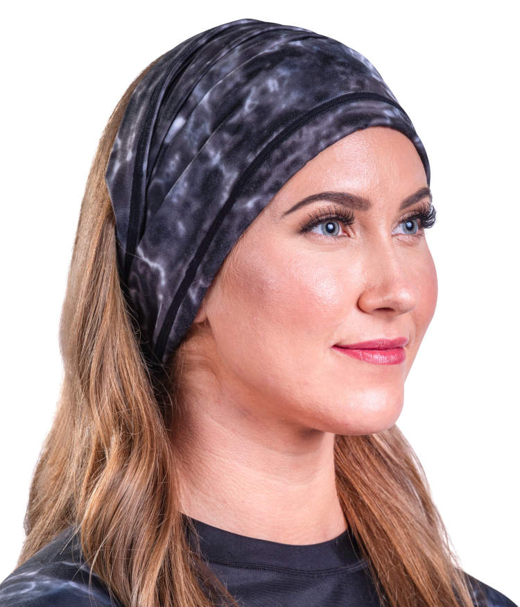 Aqua Design Womens Adjustable Drawstring Micro-Fleece Face Mask, UPF 50+ , Black Water