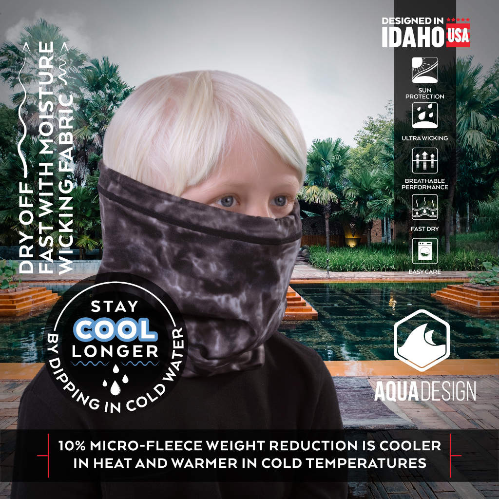 Kids Adjustable Drawstring Micro-Fleece Face Mask UPF 50+ | Aqua Design