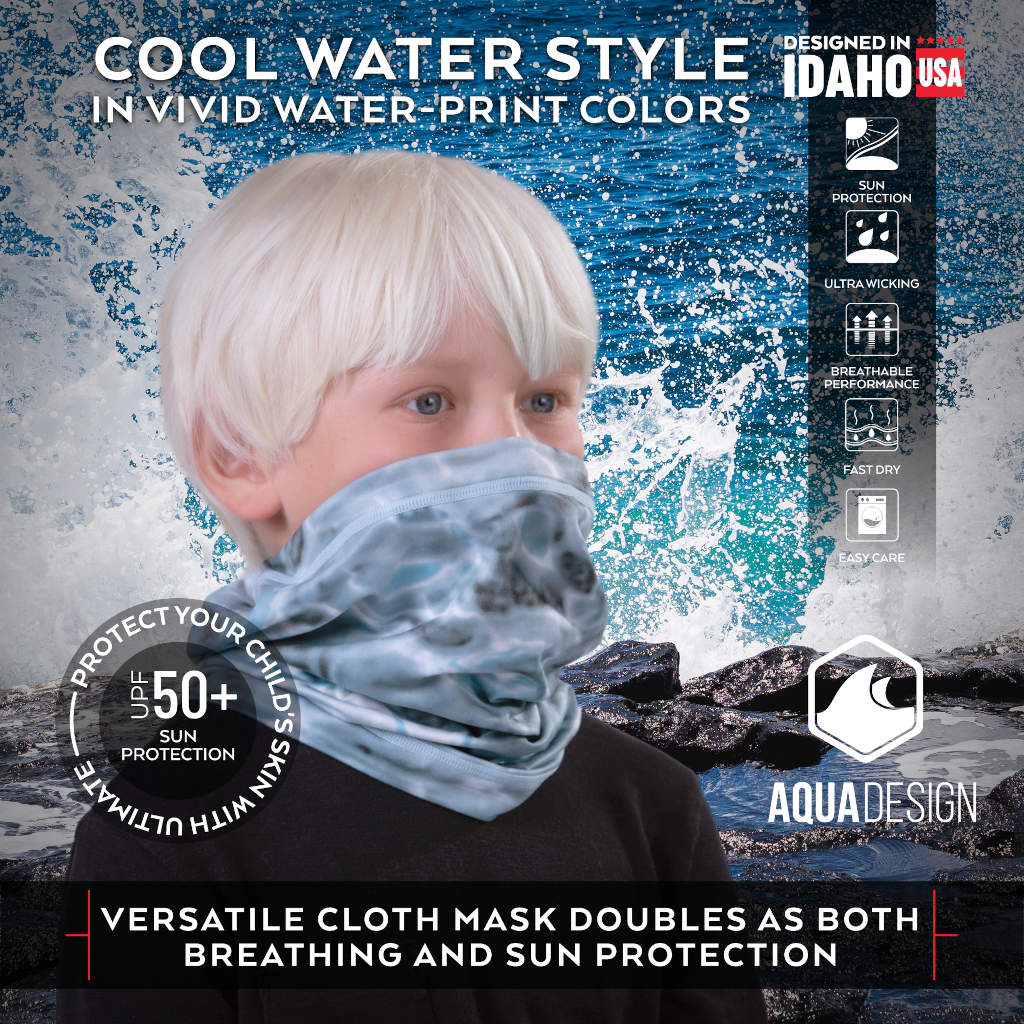 Kids Adjustable Drawstring Micro-Fleece Face Mask UPF 50+ | Aqua Design