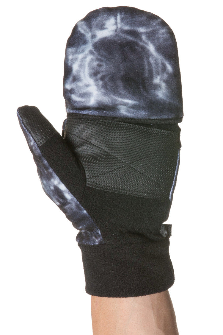 Aqua Design Mens Camo Polar Fleece Glove Mitten, Black Water