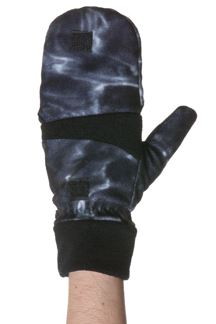 Aqua Design Womens Polar Fleece Fingerless Glove Mitten, Black Water