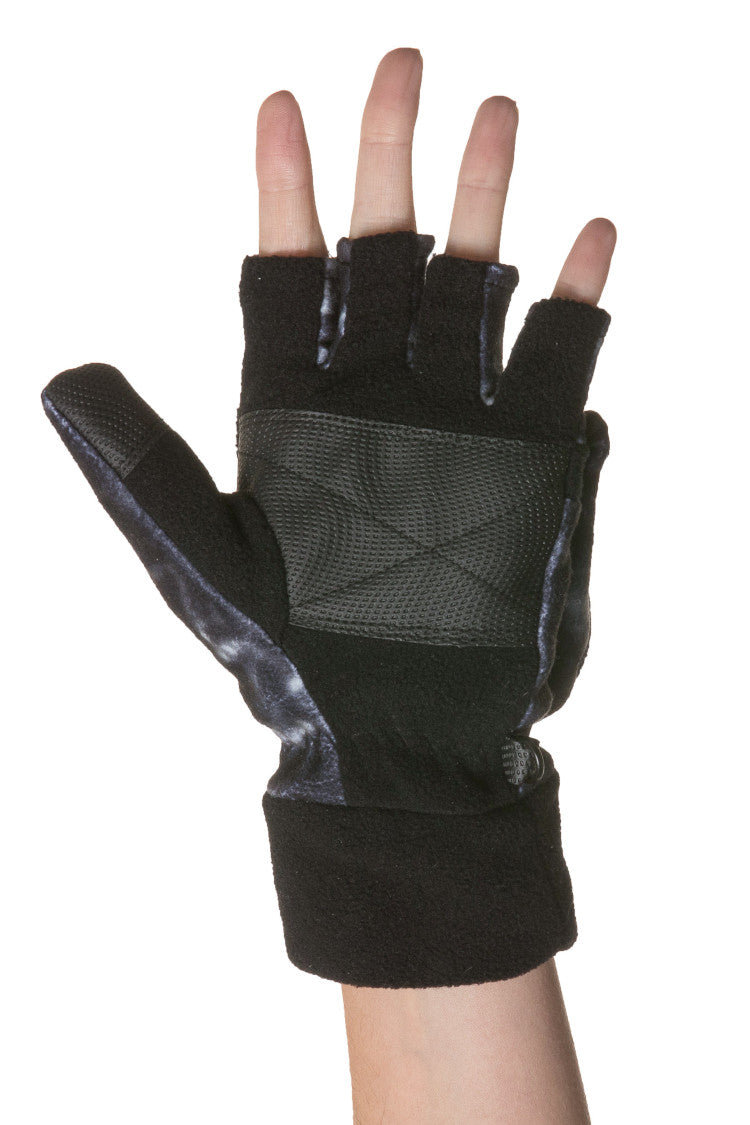 Aqua Design Womens Polar Fleece Fingerless Glove Mitten, Black Water