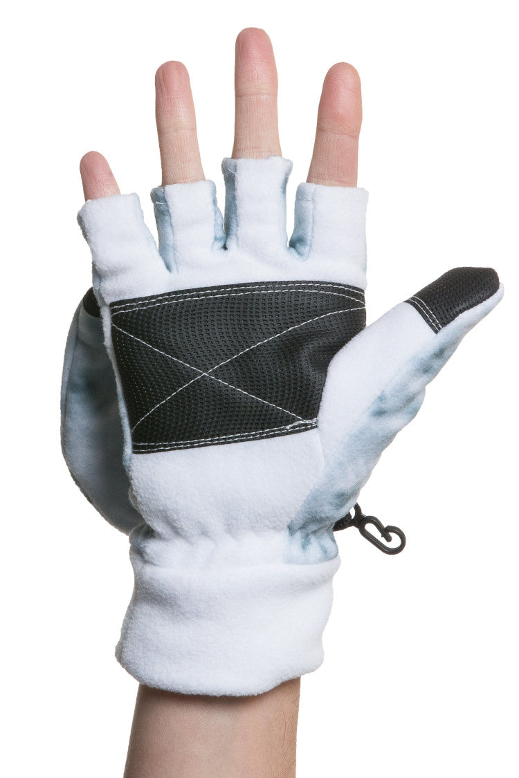 Aqua Design Womens Polar Fleece Fingerless Glove Mitten, Snow