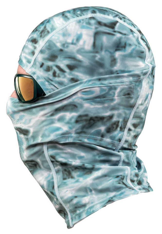 Aqua Design UPF 50+ Sun Protective Balaclava for Men, Size Adjustable Camo Face Mask, Aqua Sky
