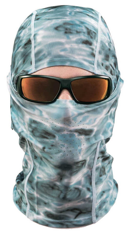 Aqua Design UPF 50+ Sun Protective Balaclava for Men, Size Adjustable Camo Face Mask, Aqua Sky