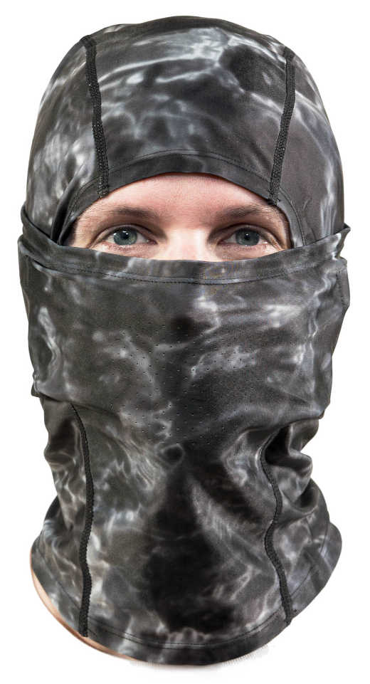 Aqua Design UPF 50+ Sun Protective Balaclava for Men, Size Adjustable Camo Face Mask, Black Water