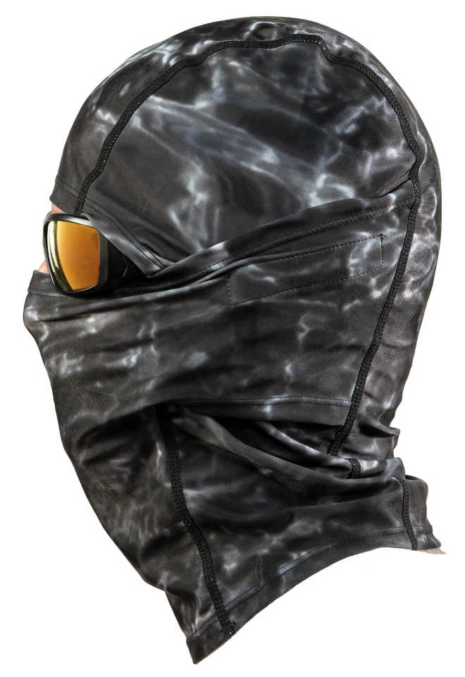 Aqua Design UPF 50+ Sun Protective Balaclava for Men, Size Adjustable Camo Face Mask, Black Water