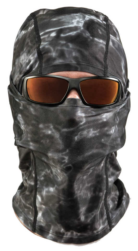 Aqua Design UPF 50+ Sun Protective Balaclava for Men, Size Adjustable Camo Face Mask, Black Water