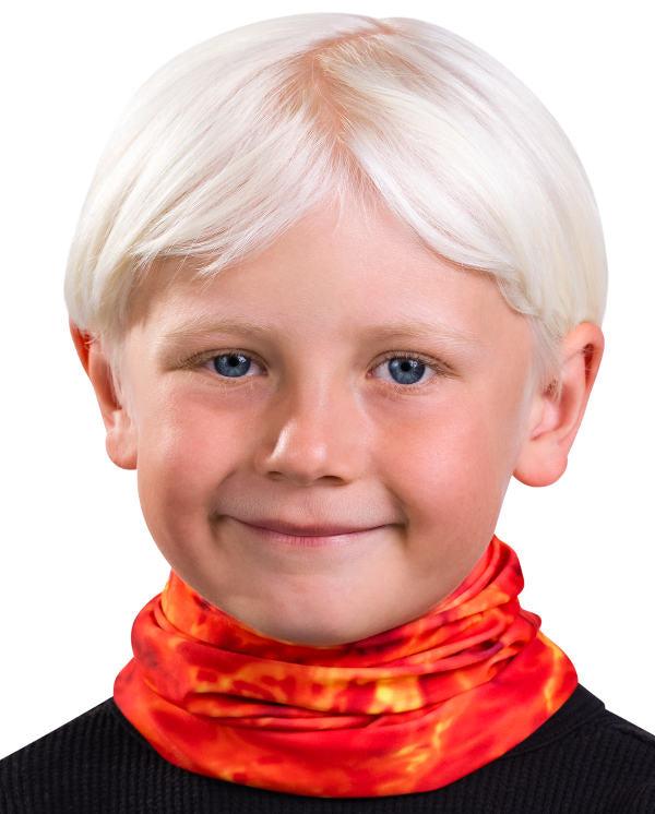 Kids Reusable Sun Protection Cloth Face Mask UPF 50+ | Aqua Design: Liquid Lava Neck Gaiter